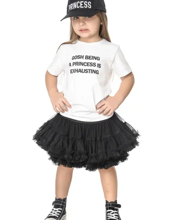 Tricou cu imprimeu text, Negru/Alb optic