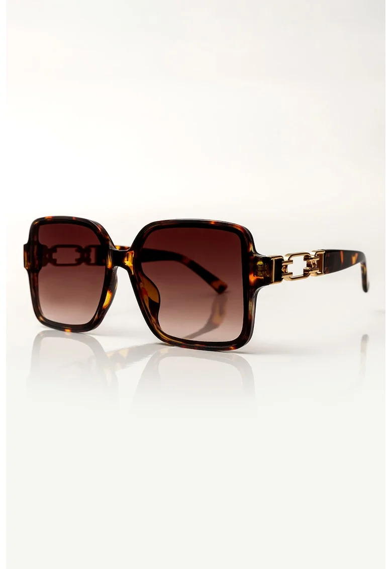 Ochelari de soare patrati cu model tortoise, Maro inchis