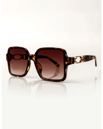 Ochelari de soare patrati cu model tortoise, Maro inchis