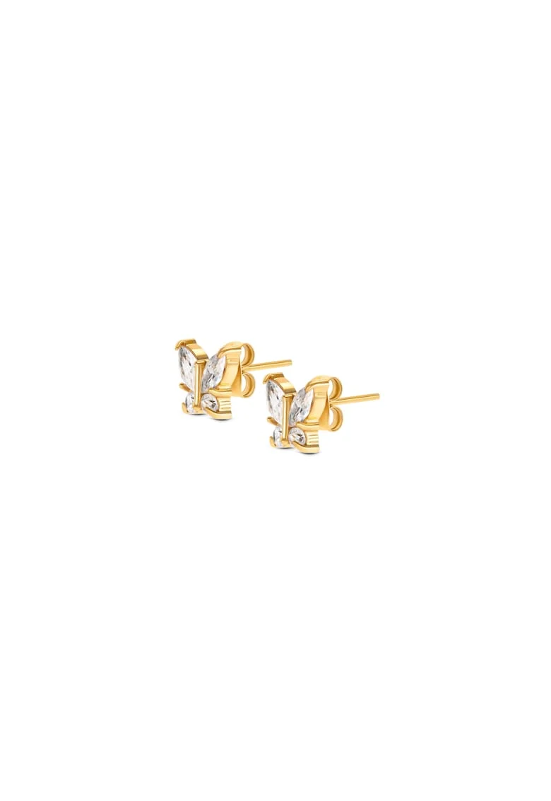 Cercei decorati cu cristale si zirconia  Butterfly, auriu