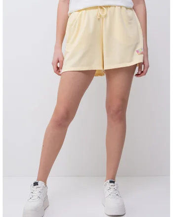 Pantaloni scurti cu snur si buzunare laterale, Galben pai