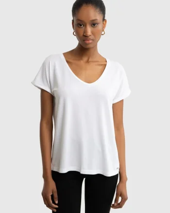 Tricou regular fit cu decolteu in V Valeria