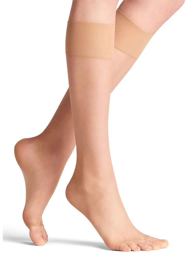 Sosete lungi transparente fara material la nivelul degetelor Shelina - 12 DEN, Bej deschis