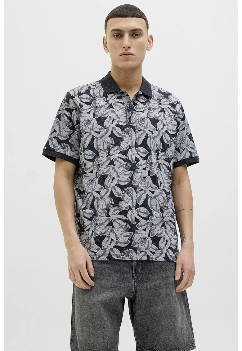 Tricou din amestec de bumbac cu imprimeu Split, Negru/Gri deschis