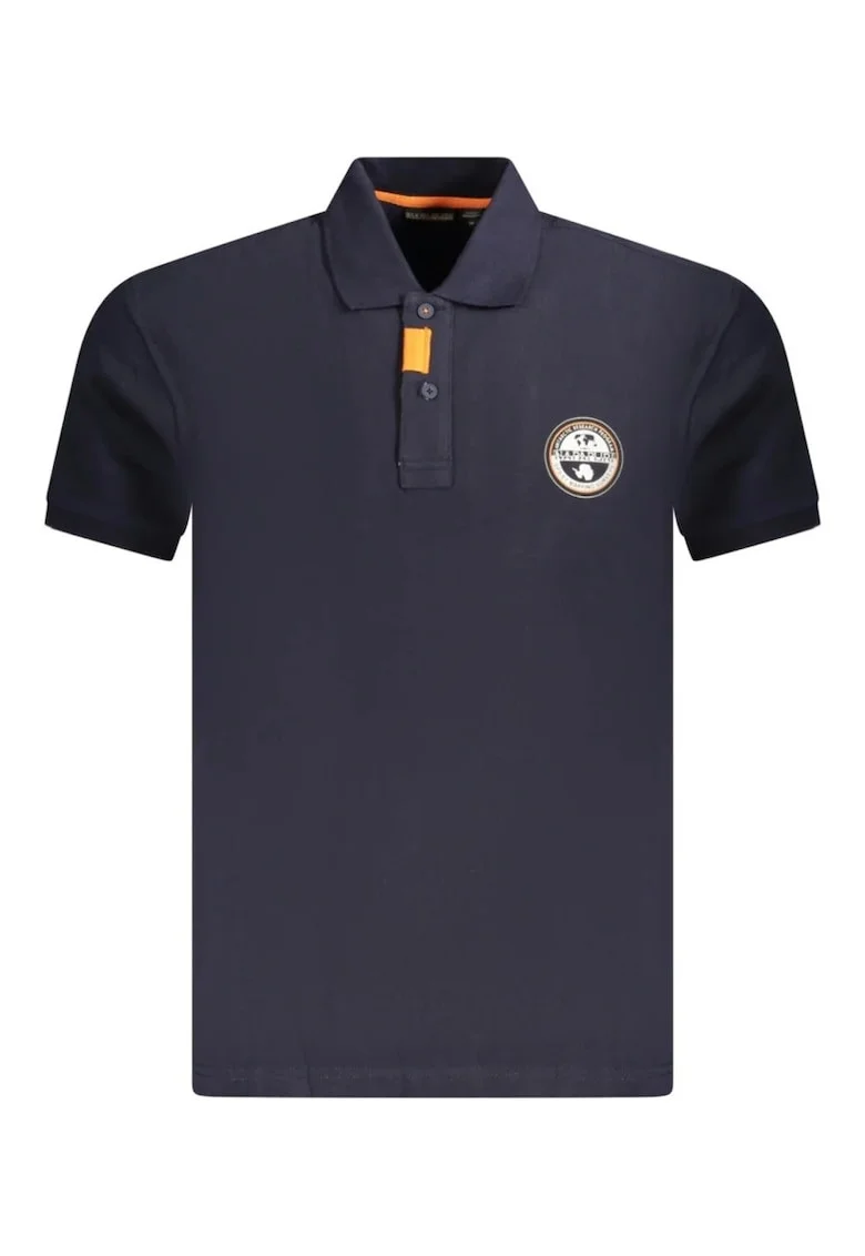 Tricou polo barbati, cu imprimeu cu logo, Regular fit,  Bleumarin