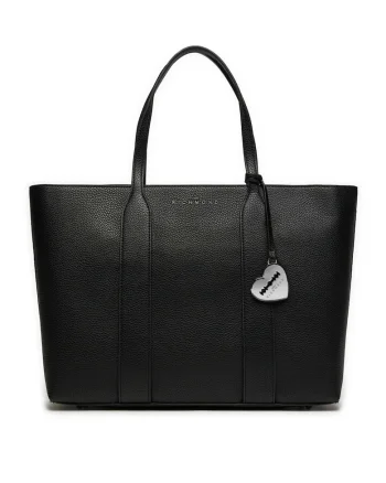 Geanta dama shopper  Bonnis Heart Charm, Negru, 45 x 29.5 x 11 cm