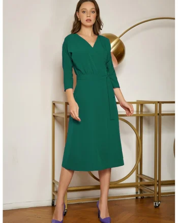 Rochie evazata cu decolteu cache-coeur