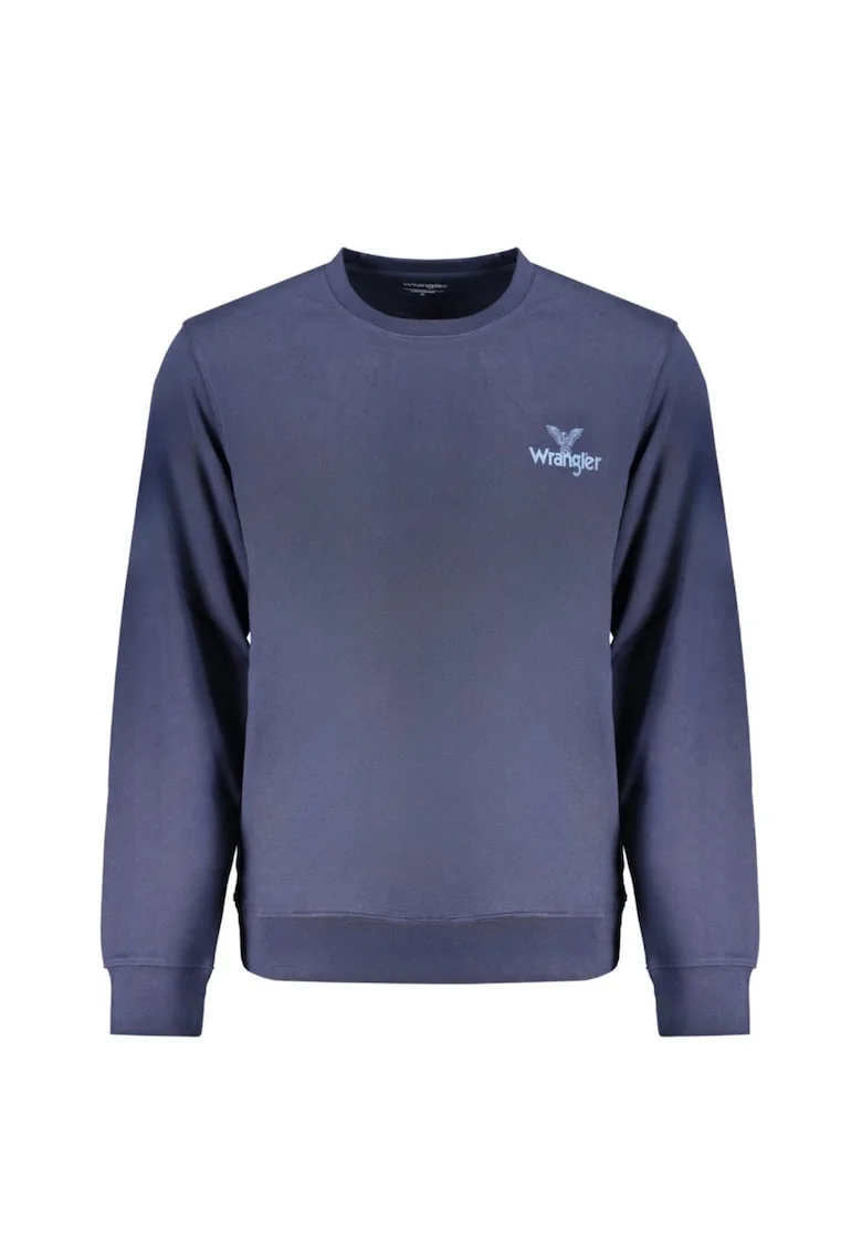 Bluza barbati cu logo fara fermor, Regular fit, la baza gatului, Negru, Bleumarin