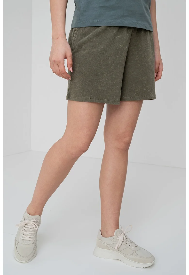 Pantaloni scurti cu snur si buzunare laterale, Kaki pal