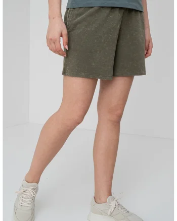 Pantaloni scurti cu snur si buzunare laterale, Kaki pal