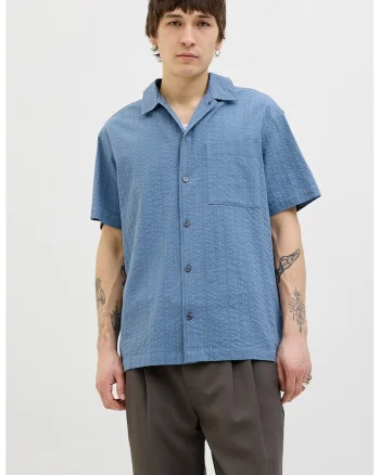 Camasa texturata relaxed fit, Albastru prafuit