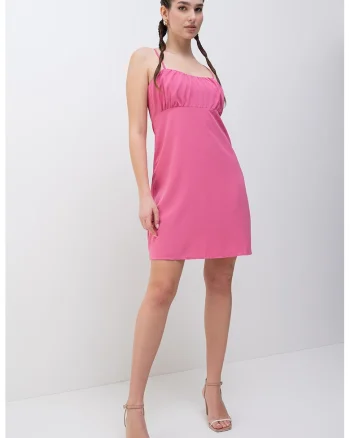 Rochie mini cu bretele inguste Alexis, Fucsia