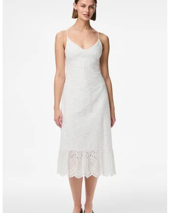 Rochie midi cu dantela Sangallo, Alb