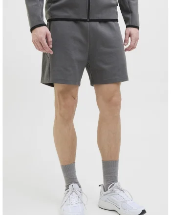 Pantaloni scurti cu buzunare laterale cu fermoar si snur, Gri antracit