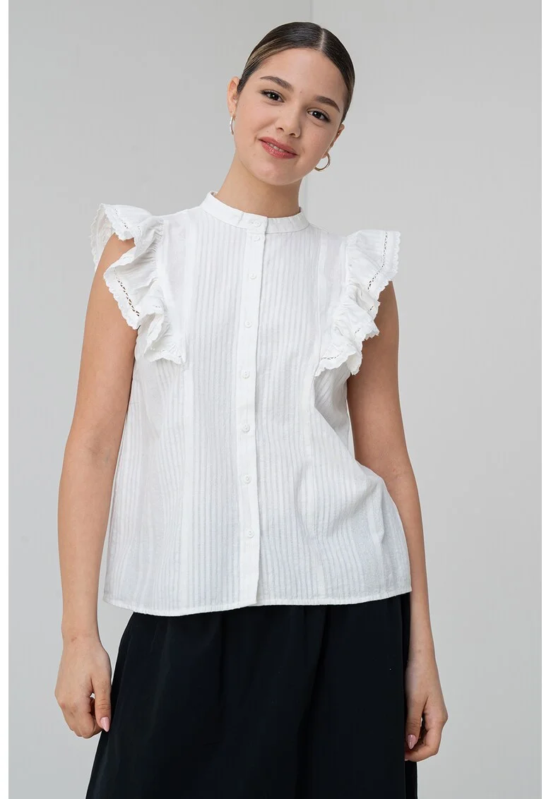 Tricou de bumbac organic si volane, Alb