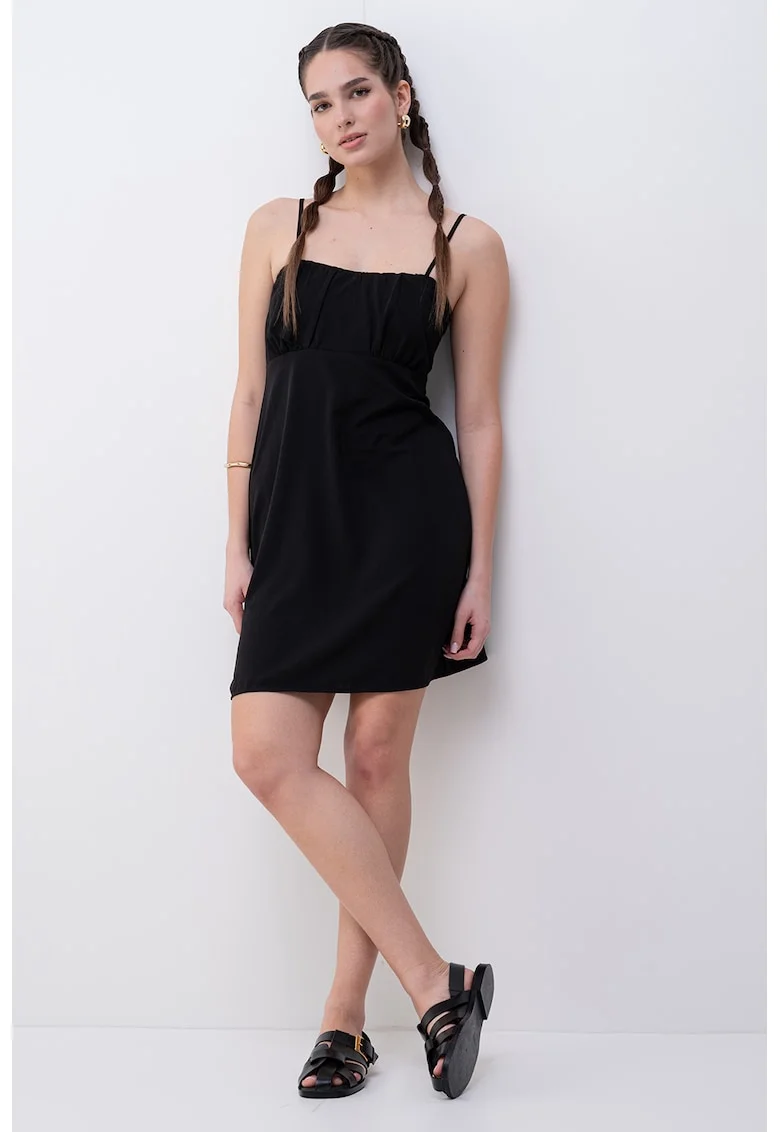 Rochie mini cu bretele inguste Alexis, Negru