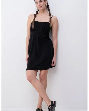 Rochie mini cu bretele inguste Alexis, Negru