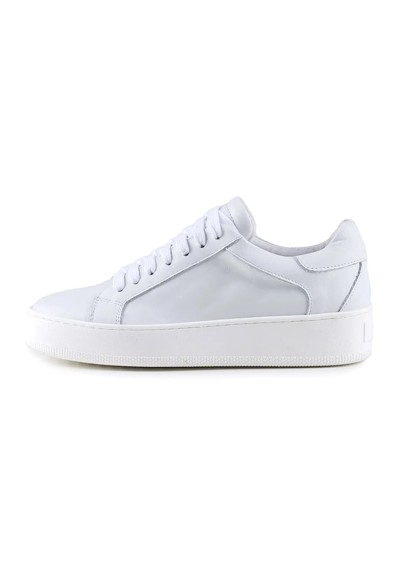 Pantofi sport din piele lacuita, Alb optic