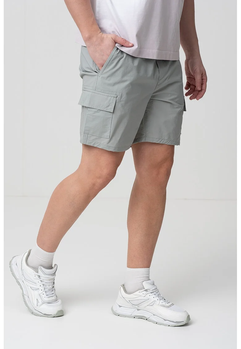 Pantaloni scurti cargo cu talie elastica, Gri cenusiu