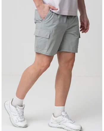 Pantaloni scurti cargo cu talie elastica, Gri cenusiu