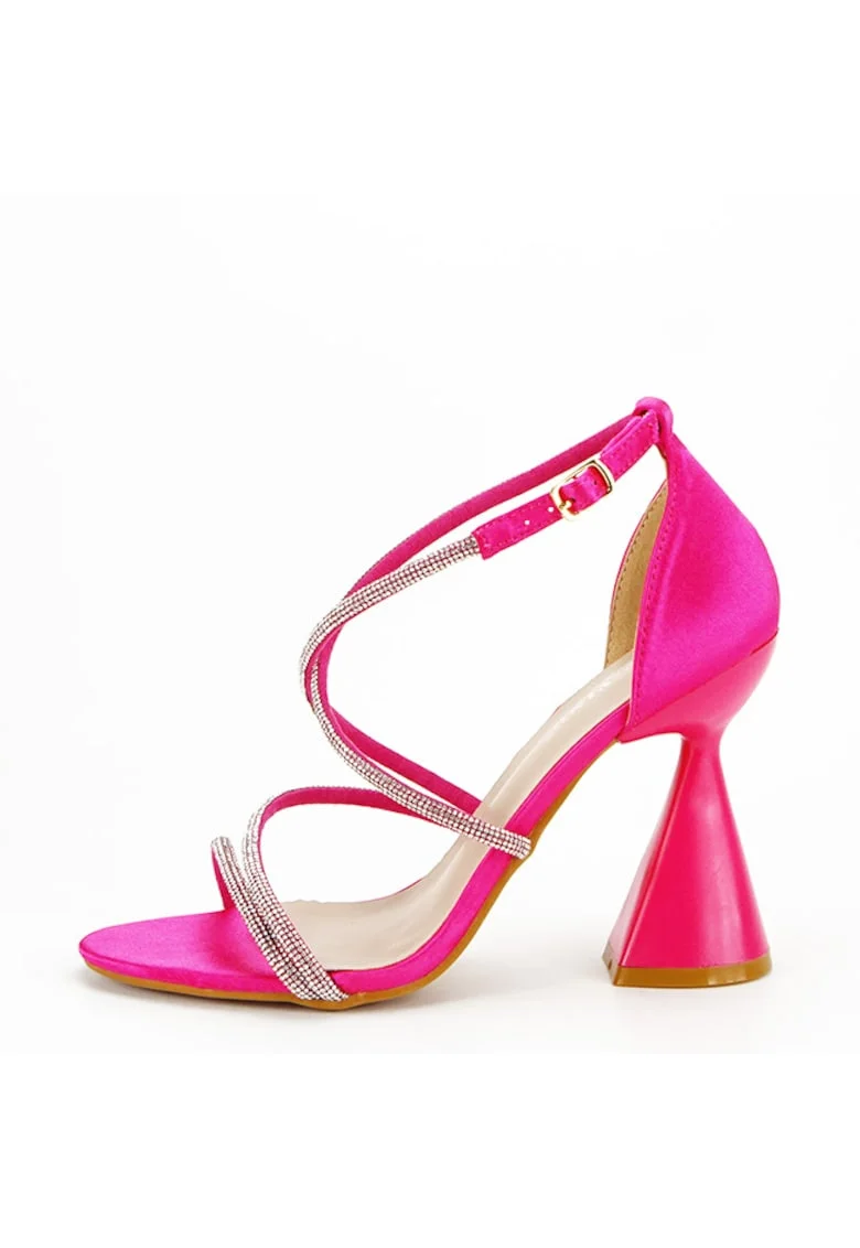 Sandale fucsia elegante cu toc conic BD116 130 15017, Fucsia