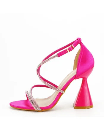 Sandale fucsia elegante cu toc conic BD116 130 15017, Fucsia