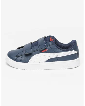 Pantofi sport Rickie de piele ecologica cu velcro, Alb/Bleumarin