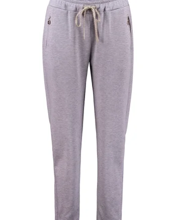 Pantaloni cu talie inalta si snur, Gri deschis melange