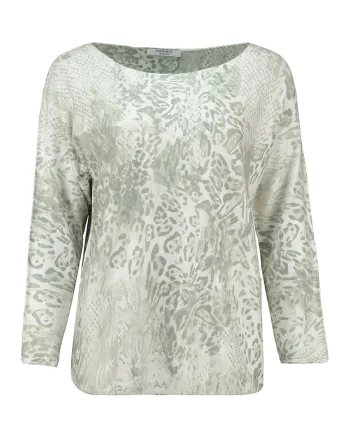 Bluza cu animal print, Verde pal