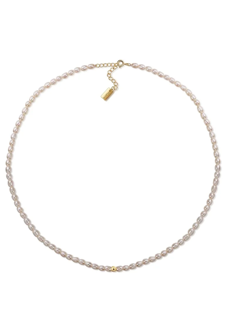 Colier aur de 18K si perle, Auriu
