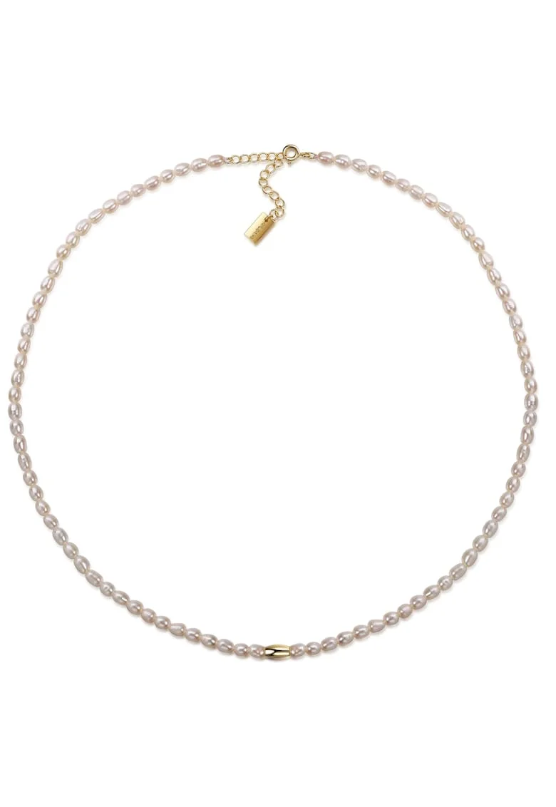Colier aur de 18K si perle, Auriu