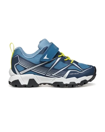 Pantofi sport cu velcro si garnituri din piele ecologica Magnetar, Verde lime/Albastru