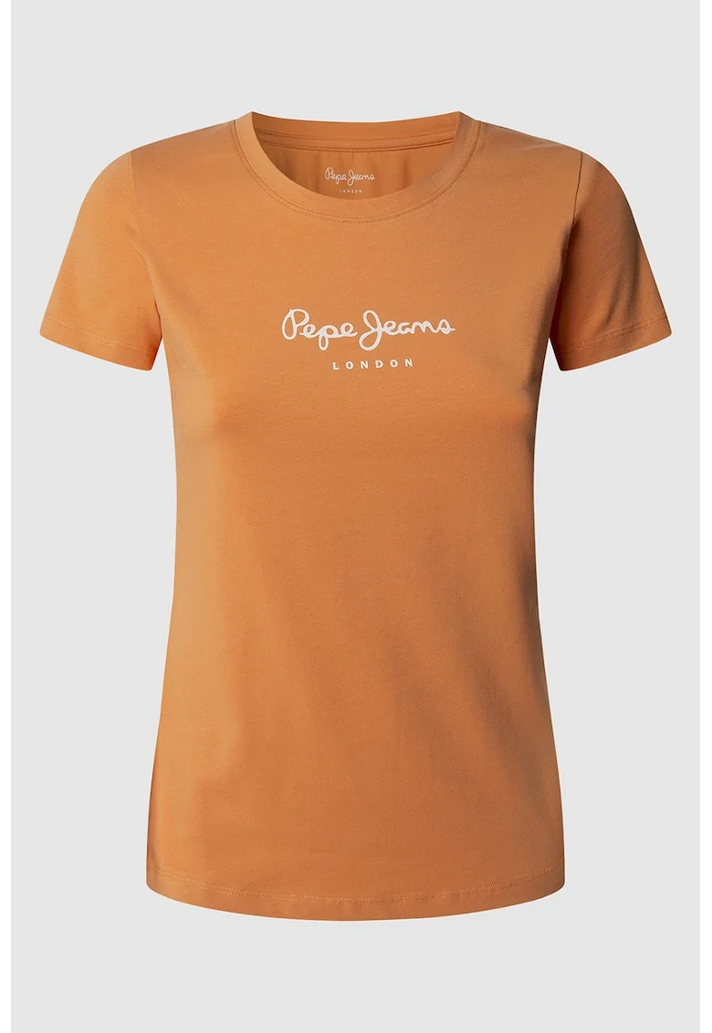 Tricou slim fit cu logo, Portocaliu