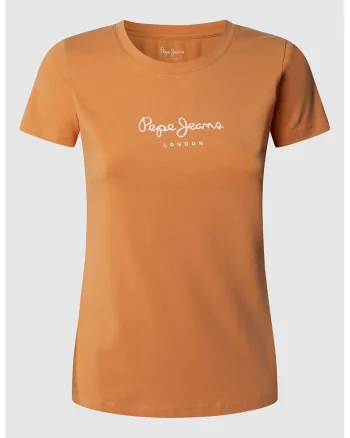 Tricou slim fit cu logo, Portocaliu
