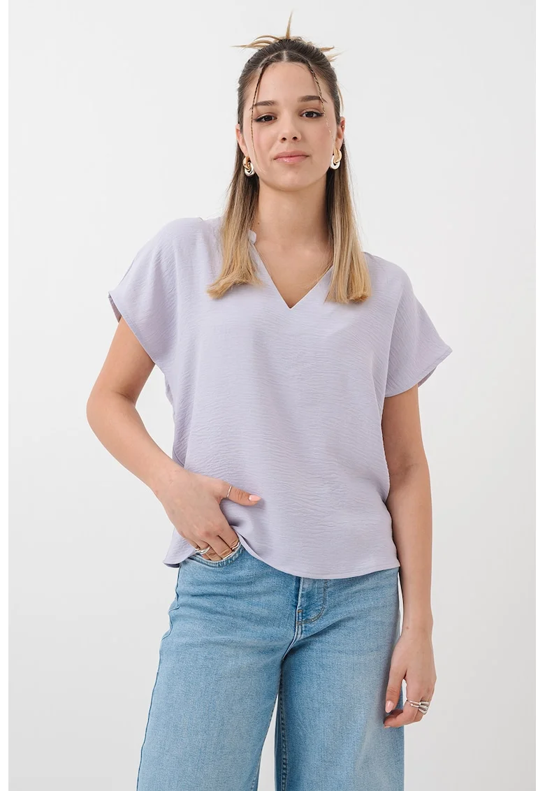 Tricou lejer cu decolteu in V, Lila