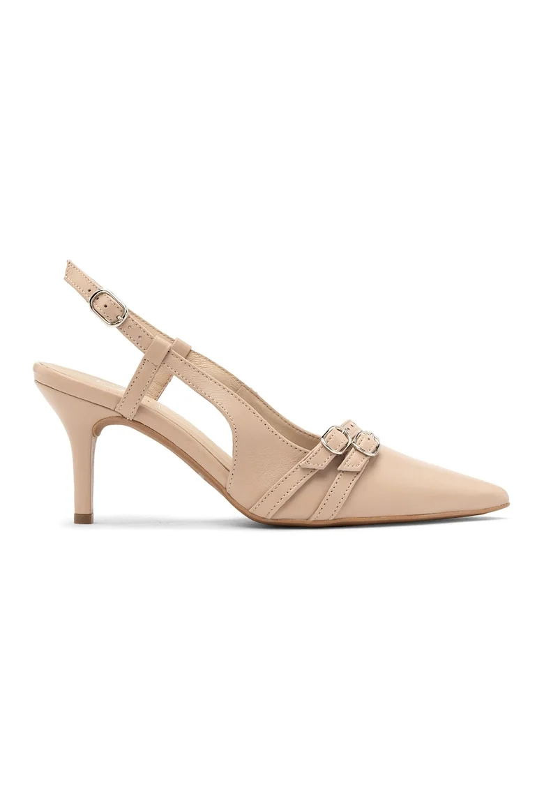Pantofi de piele cu catarame Ofelia, Bej