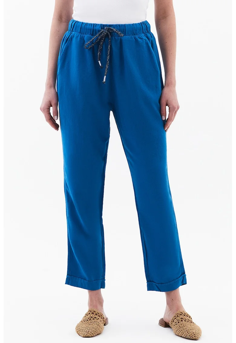 Pantaloni crop cu talie ajustabila, Albastru royal