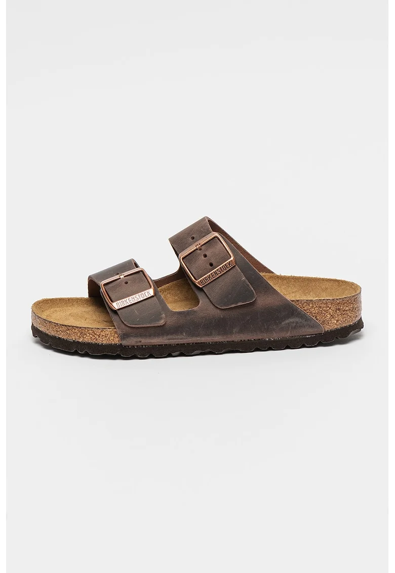 Papuci unisex narrow fit de piele Arizona, Maro