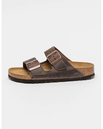 Papuci unisex narrow fit de piele Arizona, Maro