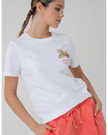 Tricou din bumbac organic cu imprimeu pe spate, Rosu/Alb/Verde