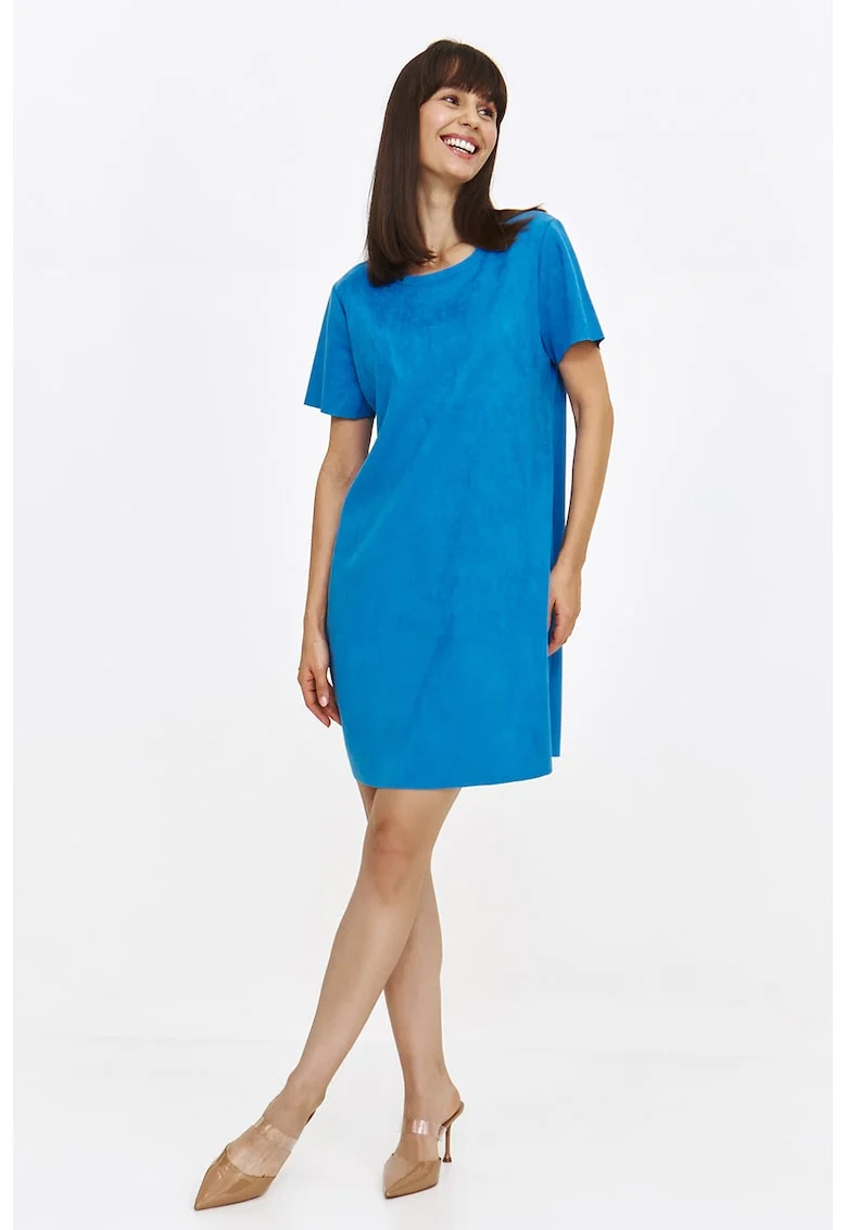 Rochie mini dreapta cu decolteu rotund, Albastru royal
