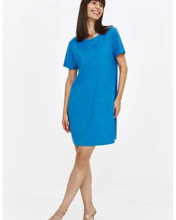 Rochie mini dreapta cu decolteu rotund, Albastru royal