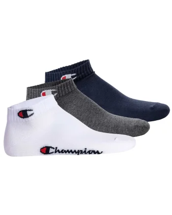 Set de sosete unisex pana la glezna - 3 perechi, Alb/Gri/Albastru