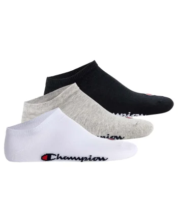 Set de sosete unisex pana la glezna cu logo - 3 perechi, Alb/Negru/Gri