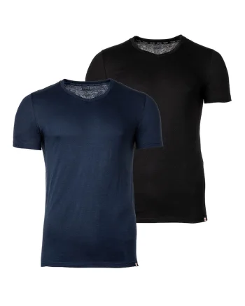 Set de tricouri cu decolteu in V - 2 piese, Negru/Bleumarin