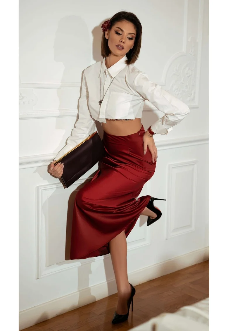 Fusta Maxi Eleganta, Burgundy, Moon