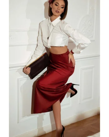 Fusta Maxi Eleganta, Burgundy, Moon