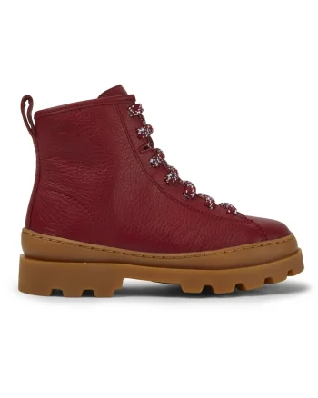 Ghete de piele cu aplicatie logo discreta Brutus 609, Rosu inchis