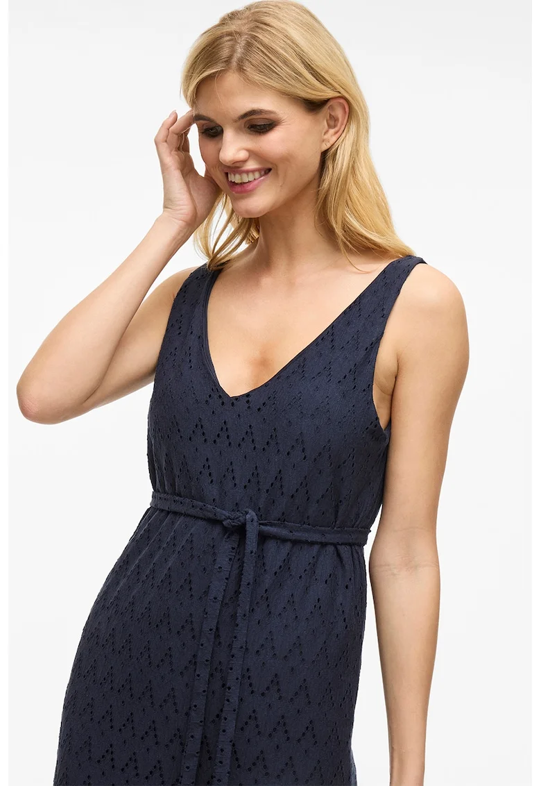 Rochie midi din dantela sangallo, Albastru ultramarin
