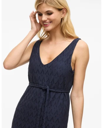 Rochie midi din dantela sangallo, Albastru ultramarin